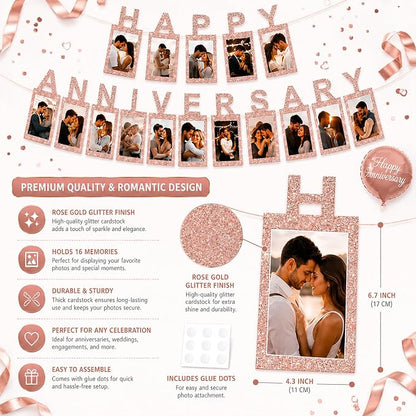 Rose Gold Happy Anniversary Banner - Image 7