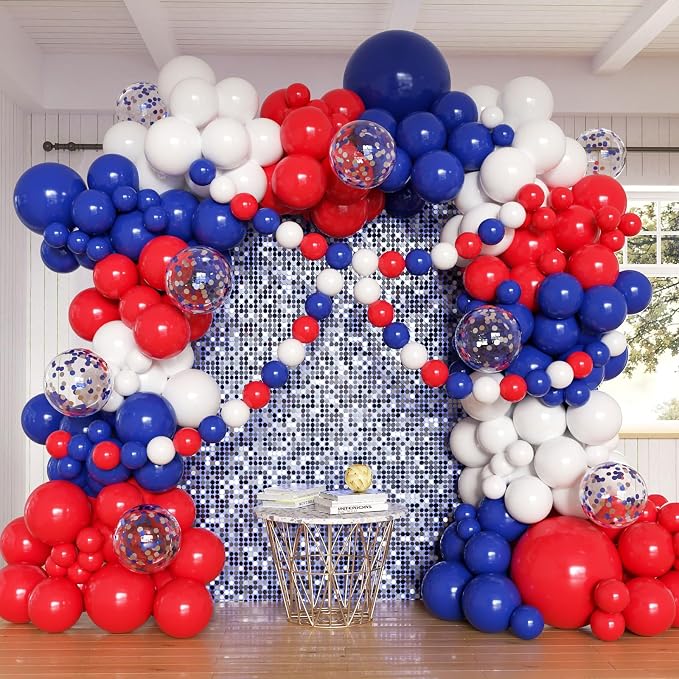 Red White and Blue Balloons Garland Arch Kit by Anhiy