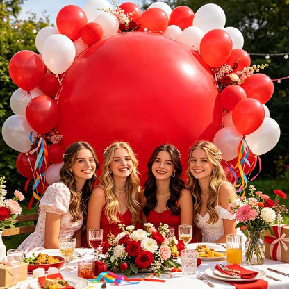 5Pcs Red Big Balloons 36 Inch, Round Large Latex Party Balloons - Image 7