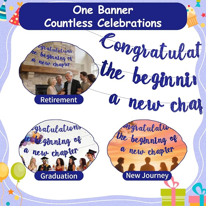Pre-Strung New Journey Party Decorations Congratulations Banner The Beginning - Image 7