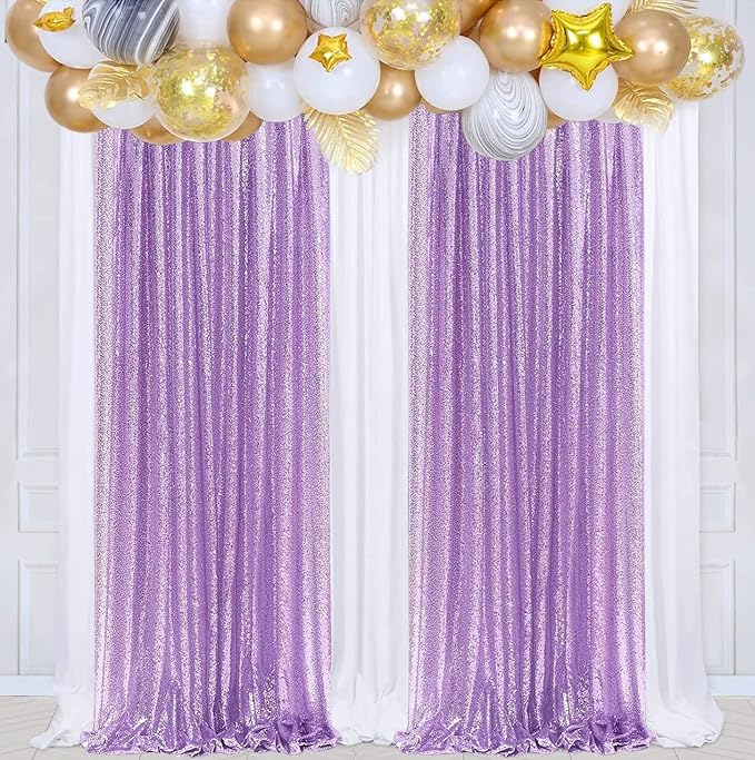 Poise3EHome 2Pcs 2Ft x 8Ft Sequin Backdrop Curtains, Glitter Photography - Image 4