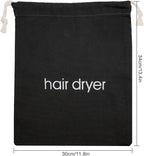 Bememo Hair Dryer Bags Drawstring Bag Hairdryer Container, 11.8 by 13.8 Inch(Cotton,Black)