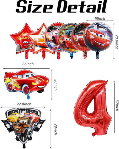 9 Pcs Car Theme Happy Birthday Decorations, Cute Cartoons Party Decorations - Image 2