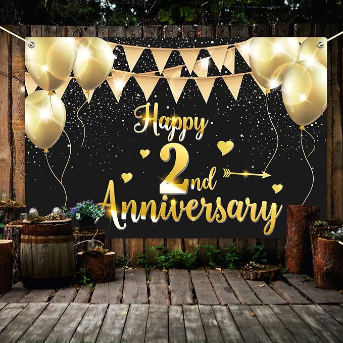 HAMIGAR 6x4ft Happy 2nd Anniversary Banner Backdrop - Image 5