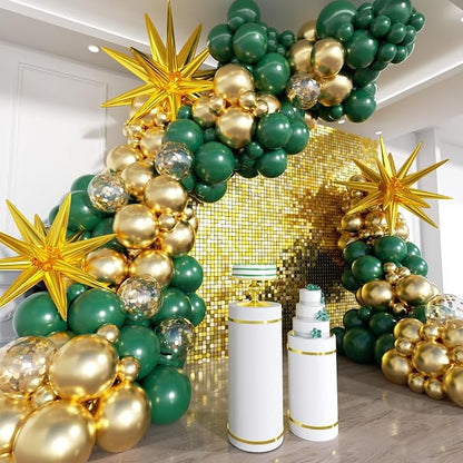 201Pcs Green and Gold Balloon Arch Kit, Explosion Star Emerald Dark Green by ADOINBY