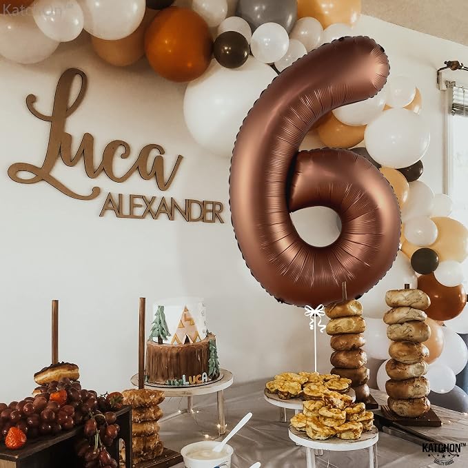 KatchOn Coffee Brown Number 6 Balloon 40 Inch | 6th Birthday Balloon - Image 7