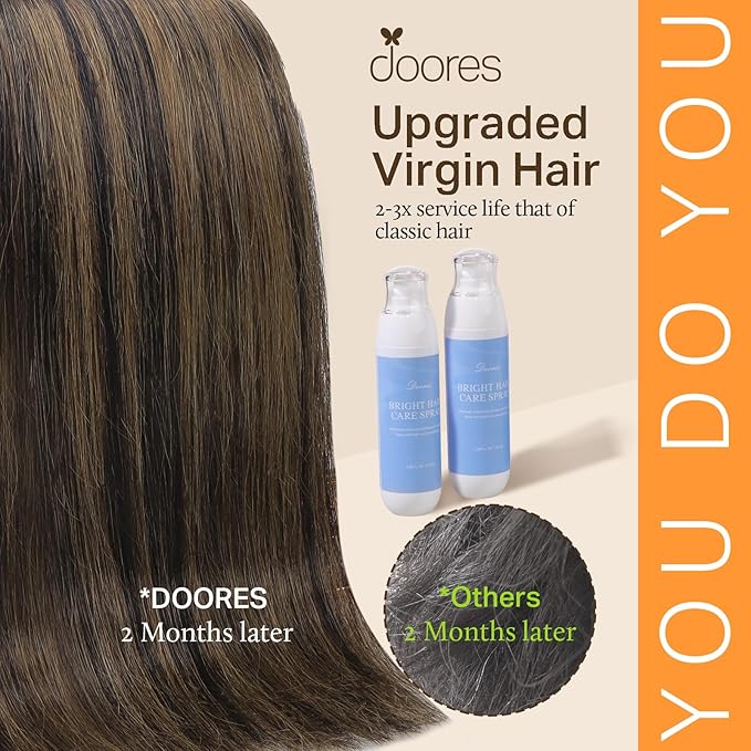 DOORES Human Hair Extensions Clip in, 5pcs 85g 22 Inch Balayage Ombre Dark Brown to Chestnut Brown Clip in Hair Extensions Natural Hair Extensions Silky Straight