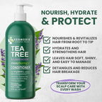 Tea Tree & Lavender Conditioner, Soothes Itchy, Dry Scalp, Refreshes, Hydrates, Detangles & Controls Frizz, Reduces Hair Loss, Lavender-Infused Nourishing Formula for All Hair Types, 16 fl oz