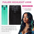 Lashey Clip in Hair Extensions Real Human Hair Green 4pcs 50g Seamless Clip in Hair Extensions Human Hair 22 Inch Long Straight Hair