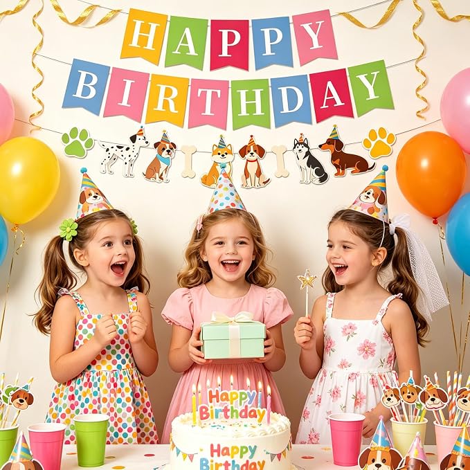 Dog Birthday Banner, Colorful Dog Themed Birthday Party Decorations, Cute - Image 5