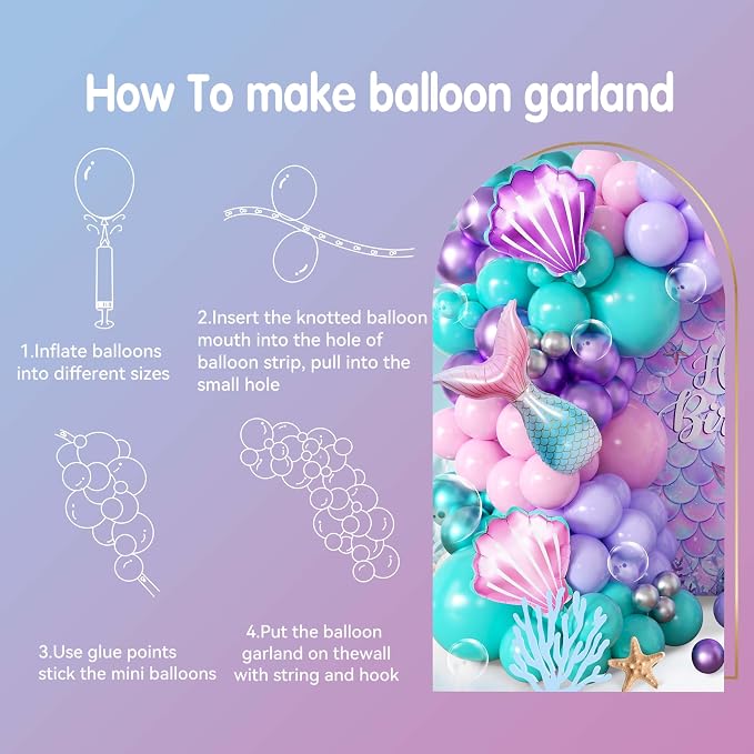 106pcs Mermaid Balloon Garland Arch Kit - Image 8