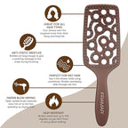 FRAMAR Professional Vented Hair Brush – Curved Hair Brush For Blow Drying, Wet Paddle Brush For Hair, Vent Brush For Blow Drying, Wet Hairbrush For Women – Heat Resistant – Chocolate
