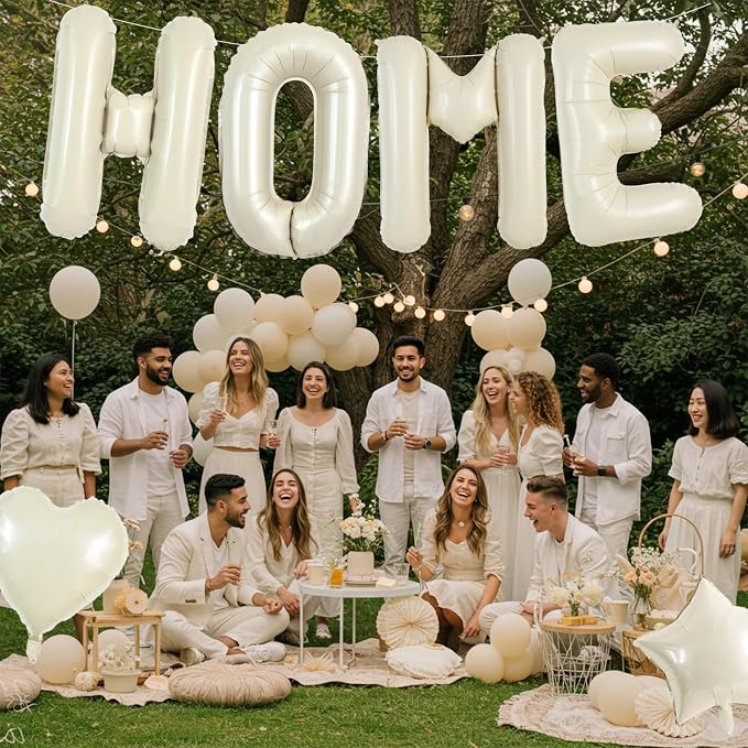 TONIFUL 40 Inch Cream White HOME Letter Balloon, Large Decoraction - Image 6