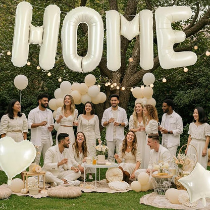 TONIFUL 40 Inch Cream White HOME Letter Balloon, Large Decoraction - Image 6