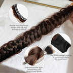 2PC Braided Headband with Tooth – Wide Faux Hair Braid Wig Hairband, Messy Fishbone & Geflochten Haarband Shape – for Women Fashion Accessories for Oktoberfest, Wedding, Parties, Comb Fit(Dark Brown)