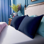 NTBAY Zippered Satin Pillow Cases for Hair and Skin, Luxury King Hidden Zipper Pillowcases Set of 2, 20x36 Inches, Navy Blue