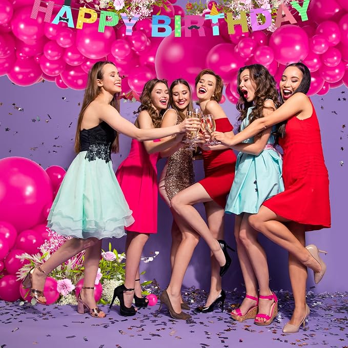 114pcs Hot Pink Balloon Garland Arch kit, 18 12 10 5 inch Latex Balloons | - Image 5