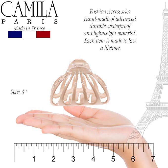 Camila Paris CP3051 2PK French Octopus Hair Clip for Women for Thick Volume Hair, Girls Hair Claw Clips Jaw Fashion Durable Styling Hair Accessories for Women, Strong Hold No Slip Grip, Made in France