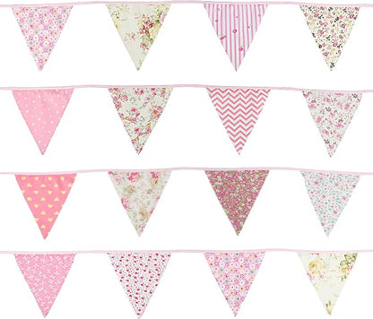 G2PLUS 39Ft Triangle Bunting Banner, Reusable Cotton Triangle Flags Party - Image 4
