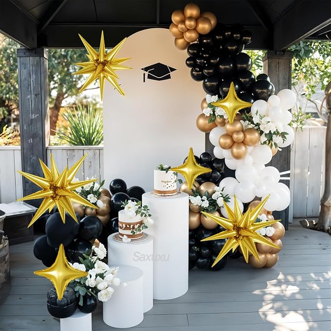 Black and Gold Balloon Arch Kit, Star Foil Balloons, Confetti Balloon - Image 7