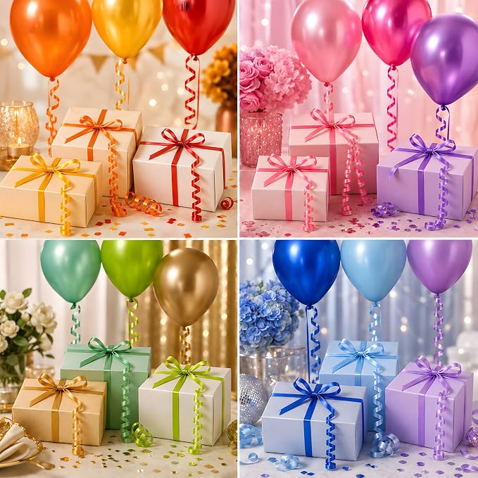 BEISHIDA 12 Assorted Colors Curling Ribbons Set, Rainbow Balloons Strings - Image 3