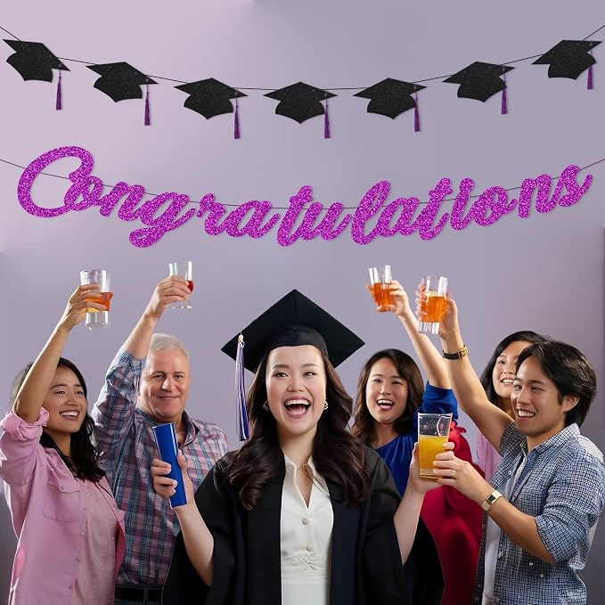 Congratulations Banner Pre-Strung Grad Cap Banner Graduation Decorations 2026 2 - Image 3