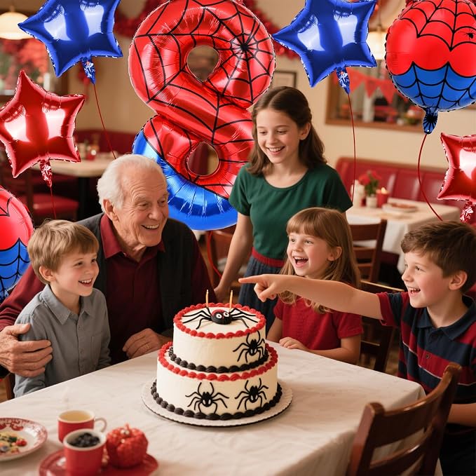 40 Inch Spider Theme Number Balloon, Number Block Foil Number 8 Balloons Large - Image 7