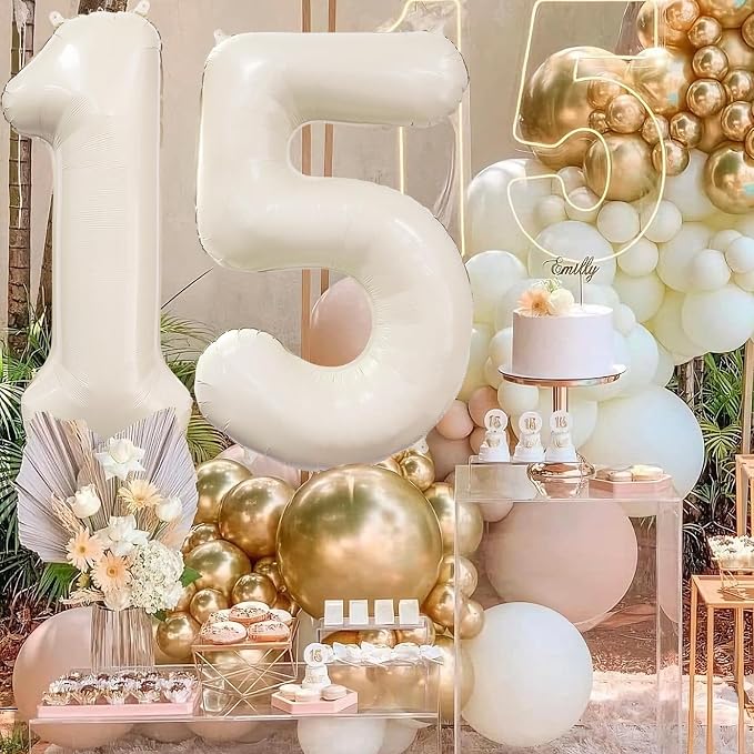 Cream Number 5 Balloon 40 Inch Beige Nude Number 5 Balloon - Image 3