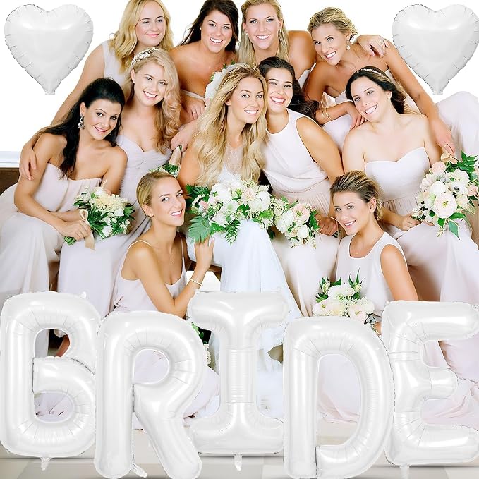 40inch White BRIDE Letter Balloons, Giant White Bride Foil Helium Balloon Banner - Image 6