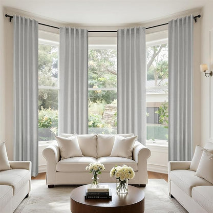 Grey Curtains 38 Inch Width for Kitchen Windows 2 Panels Back Tab Rod Pocket - Image 7
