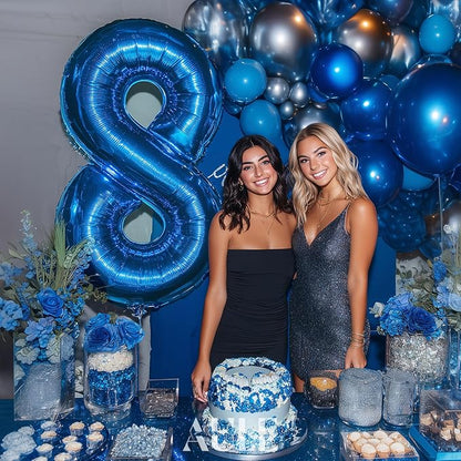 AULE 40 Inch 8 Blue Balloon Number Foil 0-9 Birthday Big Numbers | Birthday - Image 2