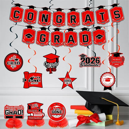 Graduation Decorations 2026 Red Themed Set - Image 2