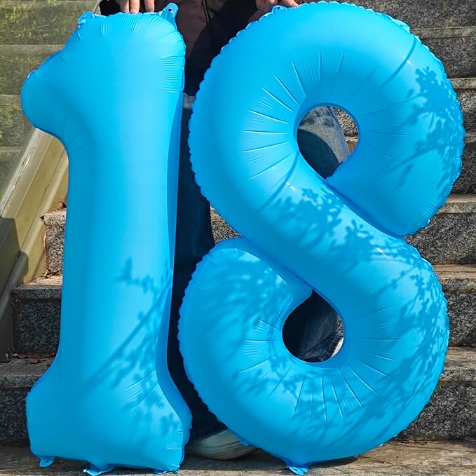 40 in Blue Number Balloon 0 Blue Fluorescent Birthday balloon Number 0 | Helium - Image 5