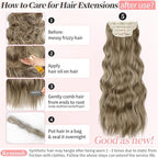 KooKaStyle Hair Extensions Ashy Taupe Blonde Clip in Synthetic Highlight Long Wavy 4PCS Thick Hairpieces for Daily Use 24 Inch for Women