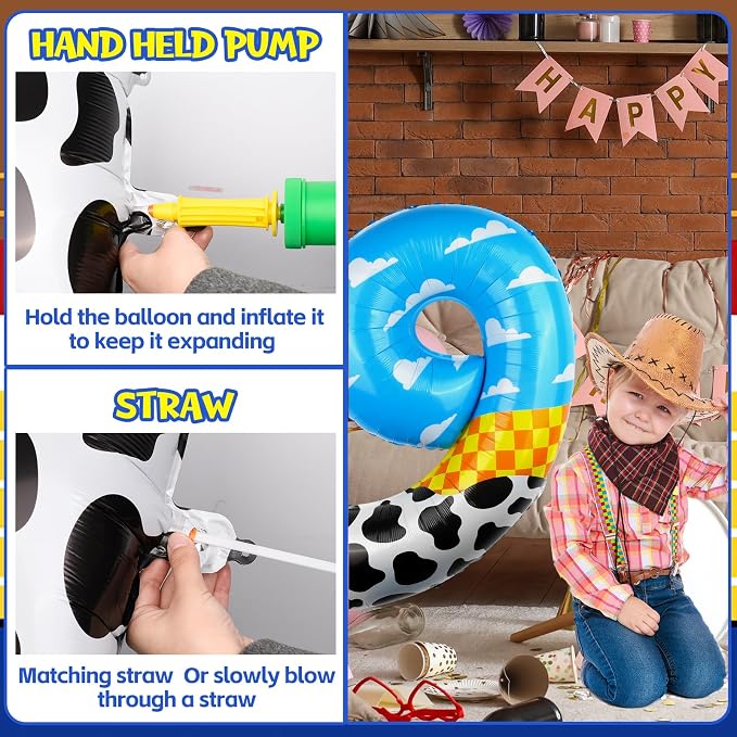 40 Inch Number Balloon 9 Blue Clouds Cartoon Story Balloons Toy Inspired Story - Image 3