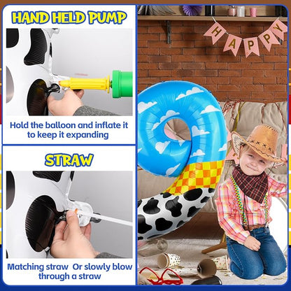 40 Inch Number Balloon 9 Blue Clouds Cartoon Story Balloons Toy Inspired Story - Image 3