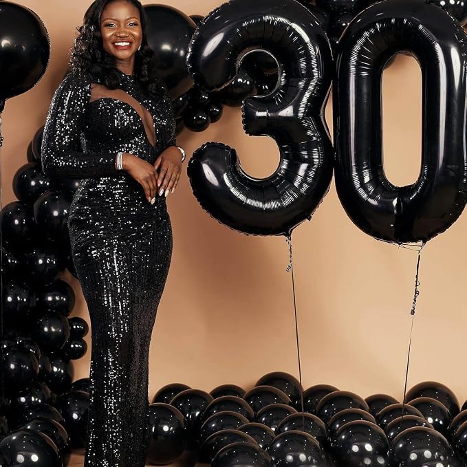 40 Inch Black 30 Number Balloons Giant Jumbo Huge 30 Foil Mylar Helium Number - Image 6