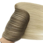 GOO GOO Clip in Hair Extensions Real Human Hair, Remy Human Hair Extensions Clip ins for Women, Natural Human Hair, 22inch 120g 7Pcs, 9/60 Balayage Ash Brown to Platinum Blonde