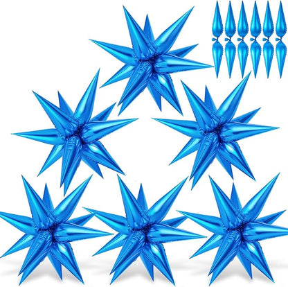 Blue Star Balloons, 12 Point Large Spike Mylar Balloon by GCTWFYK