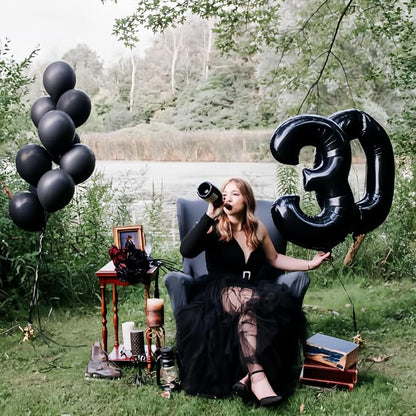 60th Birthday Balloons Black for Women, 40 Inch Giant Mylar Foil Number 60 - Image 6