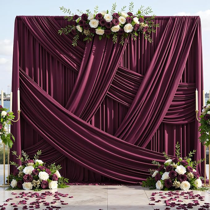 10ft×12ft Burgundy Backdrop Curtains - Image 7