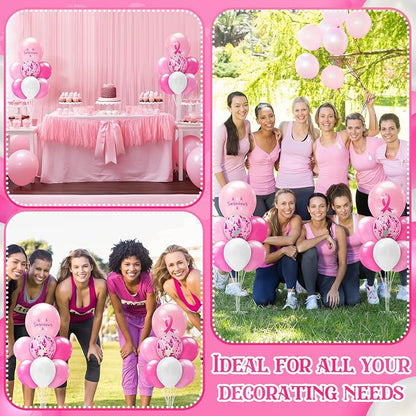 Seematn 2 Set Breast Cancer Awareness Balloon Stand Kits Pink Ribbon Balloon - Image 5