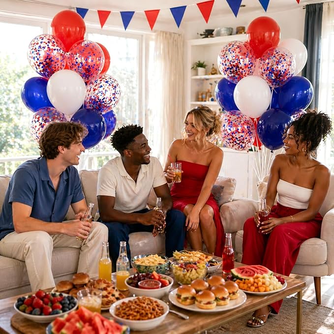 60pcs Red White and Blue Balloons 12inch - Image 5