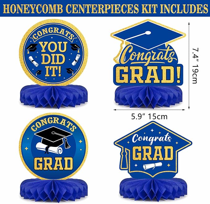 Graduation Decorations Class of 2026 Navy Blue and Gold Balloon Boxes - Image 4