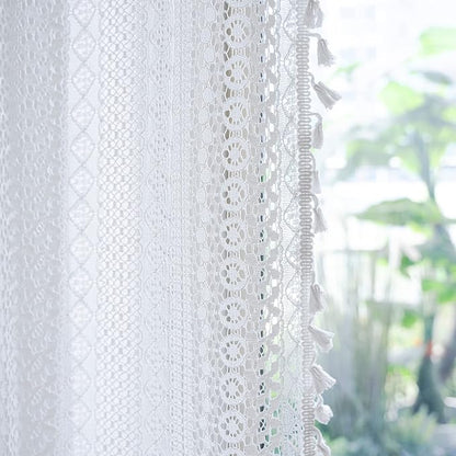 Sutuo Home Boho Sheer Curtain Valance Crochet Lace - Image 5