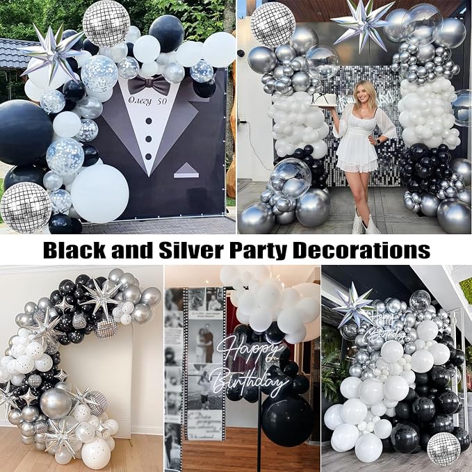 KARLURE Black Silver Balloons Arch Kit Garland - Image 5