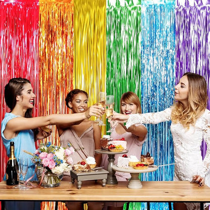 GOER 6.5 ft x 8.2 ft Metallic Tinsel Foil Fringe Curtains, Graduation - Image 4