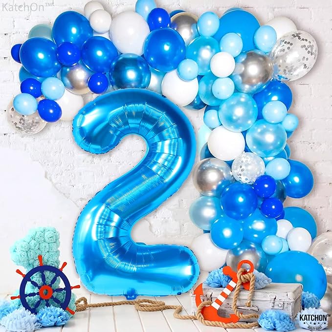 KatchOn, Number 2 Balloon, 40 Inch Blue Foil Number Balloon - Image 7