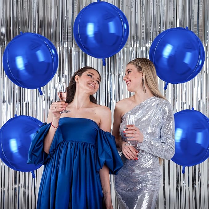 Royal Blue Round Foil Balloons 9 pcs - Image 4