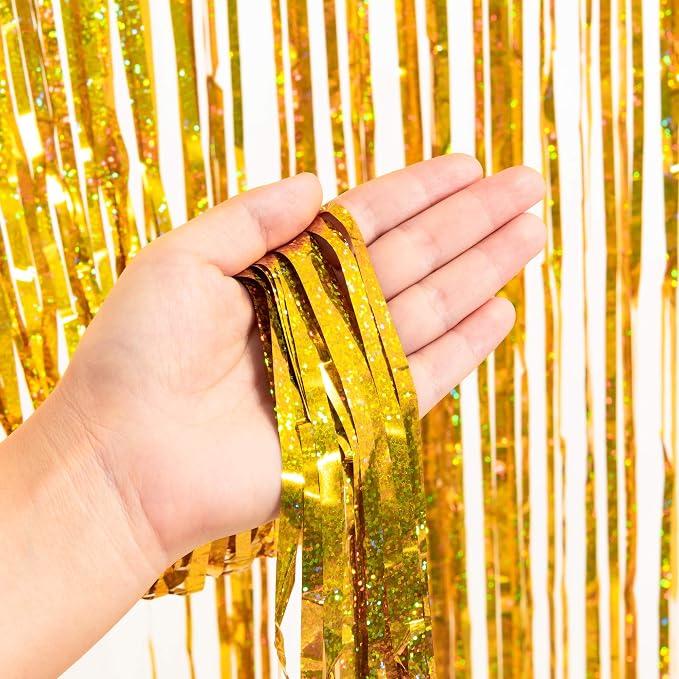 Gold Fringe Curtain Tinsel Backdrop - Image 6